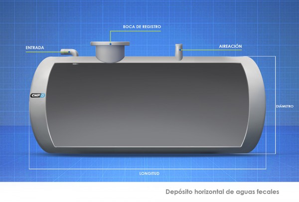 depósito horizontal de aguas fecales